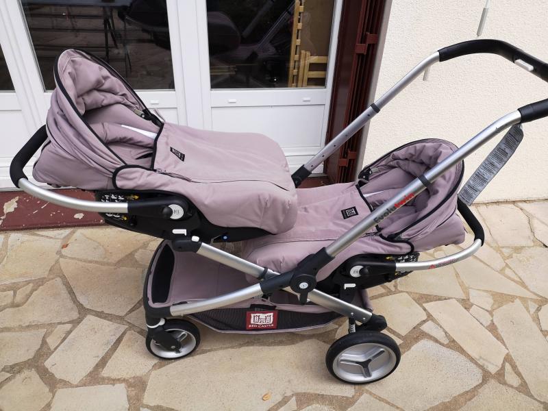 red castle poussette double evolutwin taupe