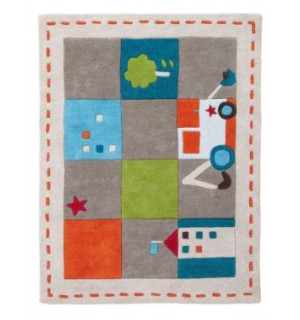 Tapis A Motif Tractopelle Chambre Garcon Theme Chantier Vertbaudet
