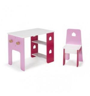 Bureau Et Chaise Roses Pour Enfant Avec Etageres Et Pateres Alinea