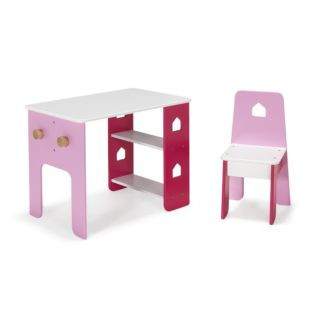 Bureau Et Chaise Roses Pour Enfant Avec Etageres Et Pateres Alinea
