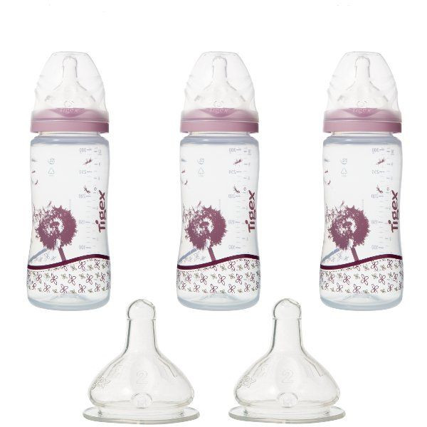Tigex Biberon Col Large Intuition 2eme /Âge 300ml T/étine 0-6 Fille Lait Infantile