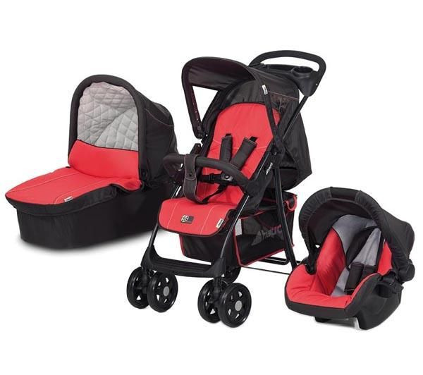 poussette trio rouge et noir