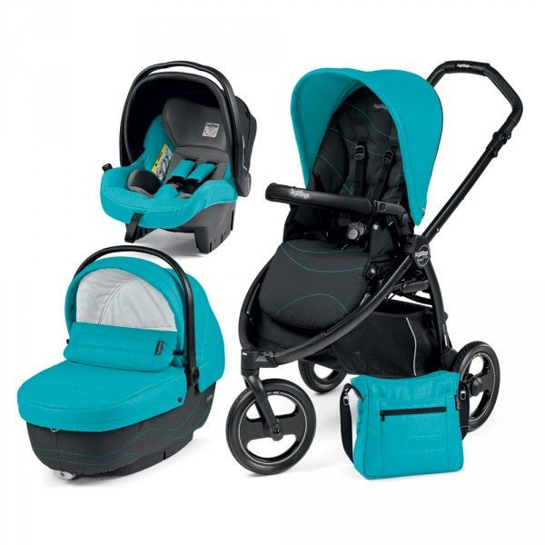 poussette trio turquoise
